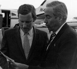 Meetings, Rep. James B. Kelley and Gov. Scranton by an airplane