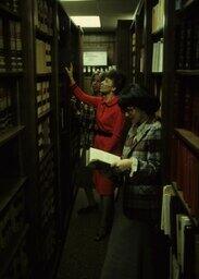 Reference Bureau, At Bookcases, Staff Workers