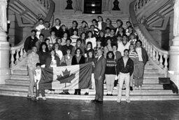 Group Photo in Main Rotunda, Canadian Flag, Members, Students