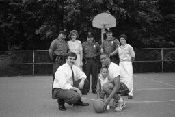 Photo Op on a Basketball Court, Members, Playground, Police Officer