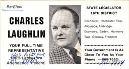 Campaign re-election card for Charles Laughlin