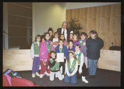 Rep. Edward Burns with the Valley Junior Girl Scout troop #53